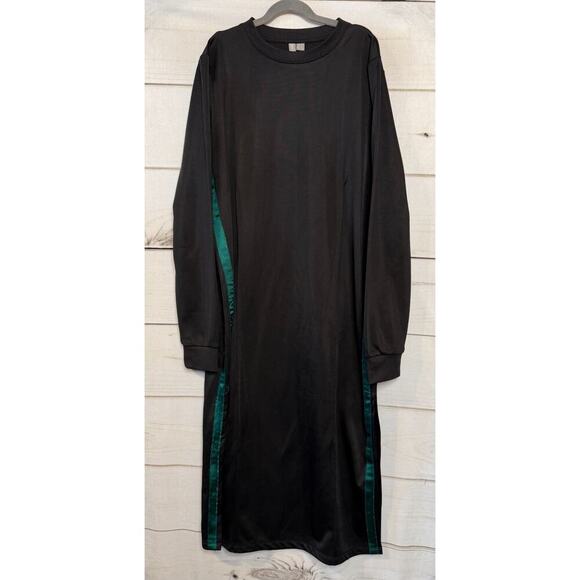 ASOS Black Maxi Dress Silky Size 8 Green Side Stripes Easy - Picture 1 of 6